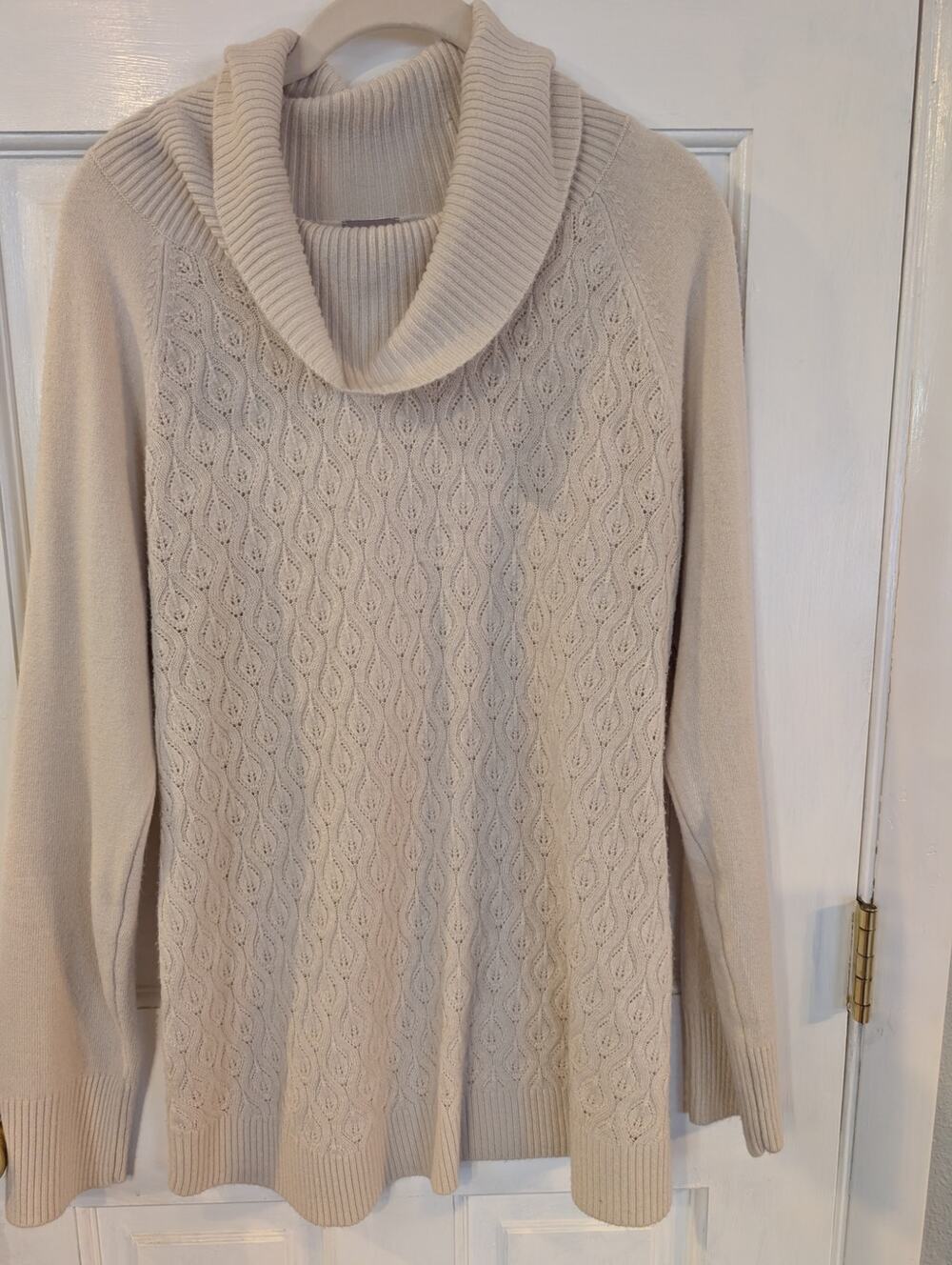 Chico's Cream Cowl Neck Knit Sweater Size 3 (XL)